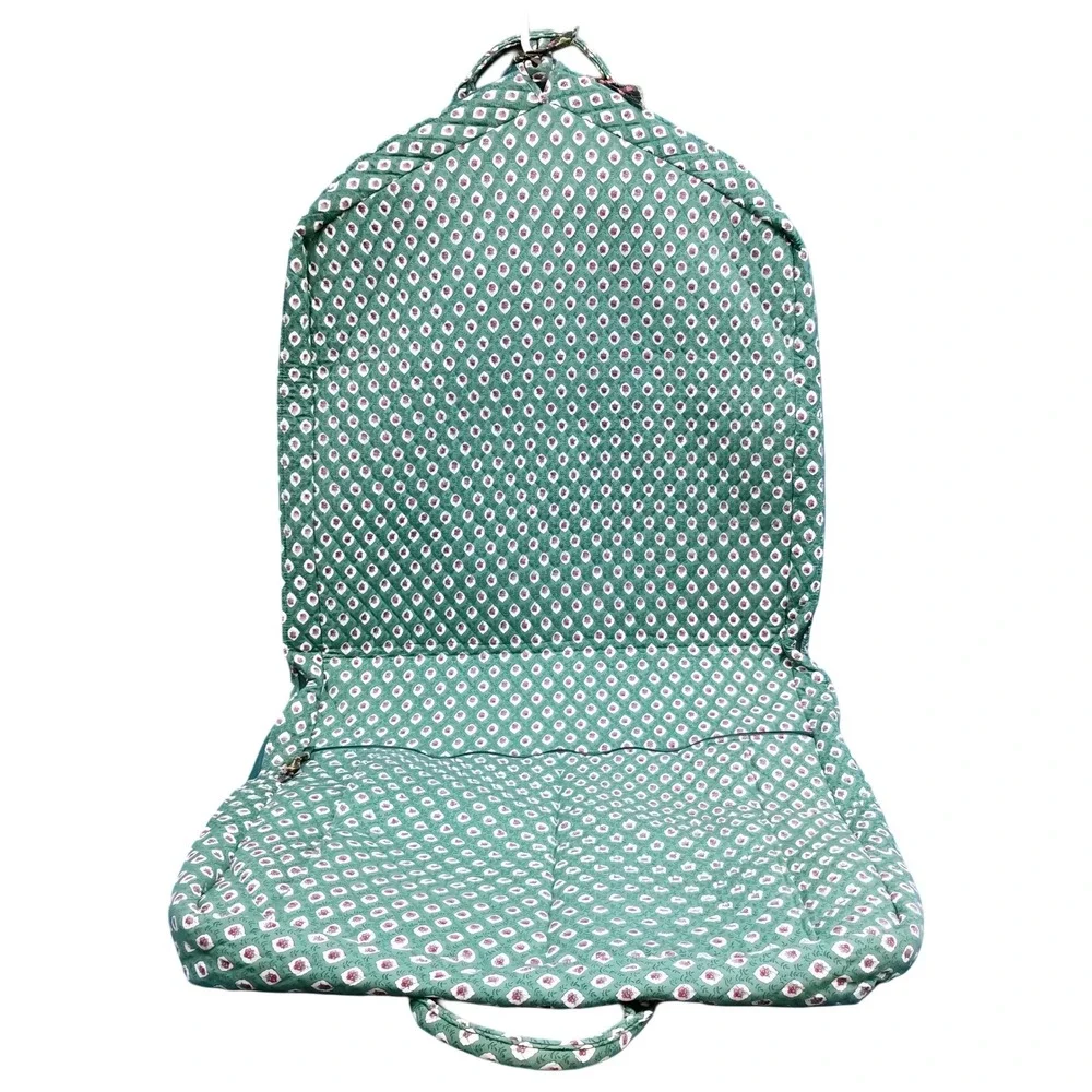 Vera Bradley Vtg Quilted‎ Garment Bag Green Floral Diamond Travel Luggage Vacay